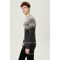 50%Lambs Wool50%Nylon Jacquard Pullover Knit Sweater for Men